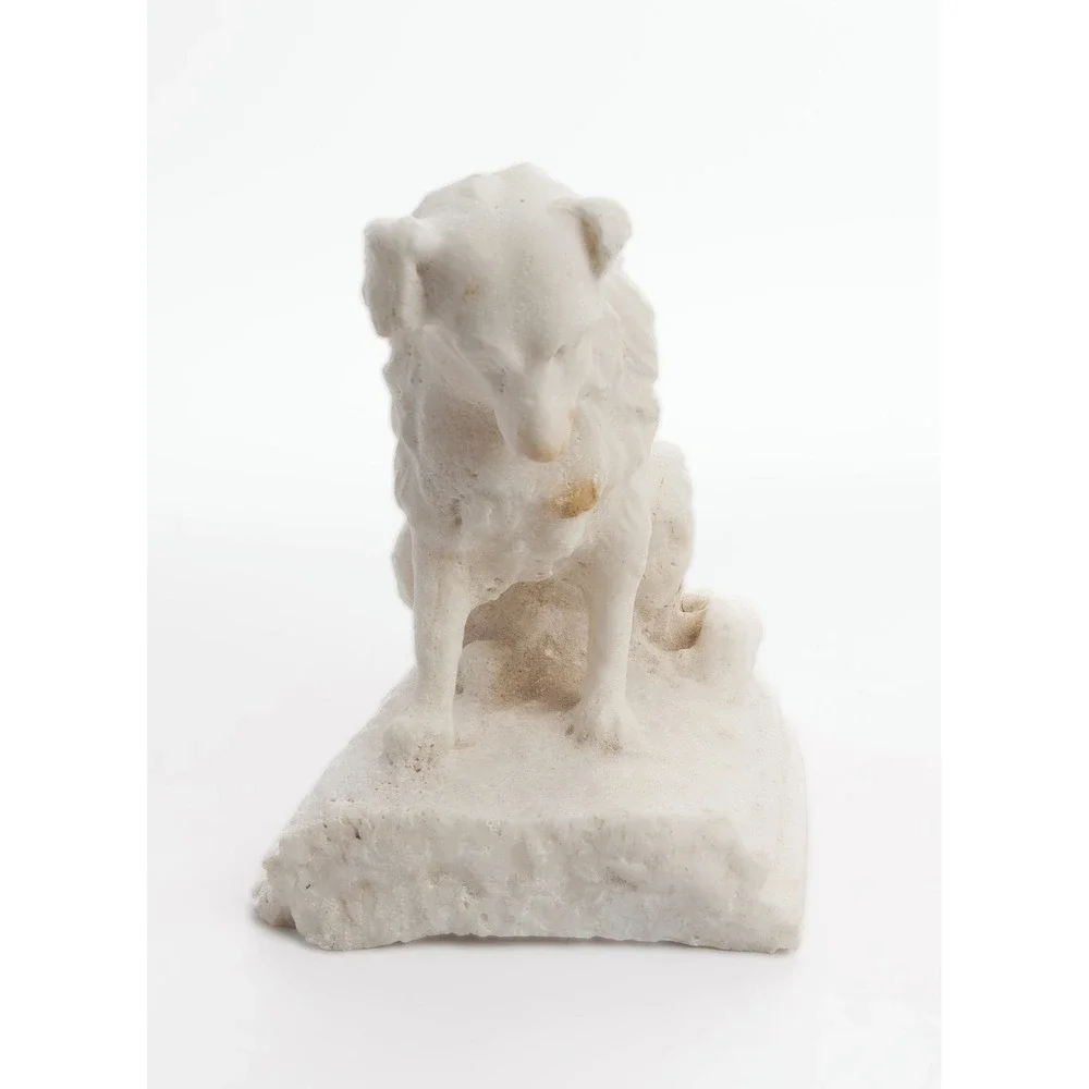 White Stone Dog Bookend Distressed Chippy Vintage Library Decor